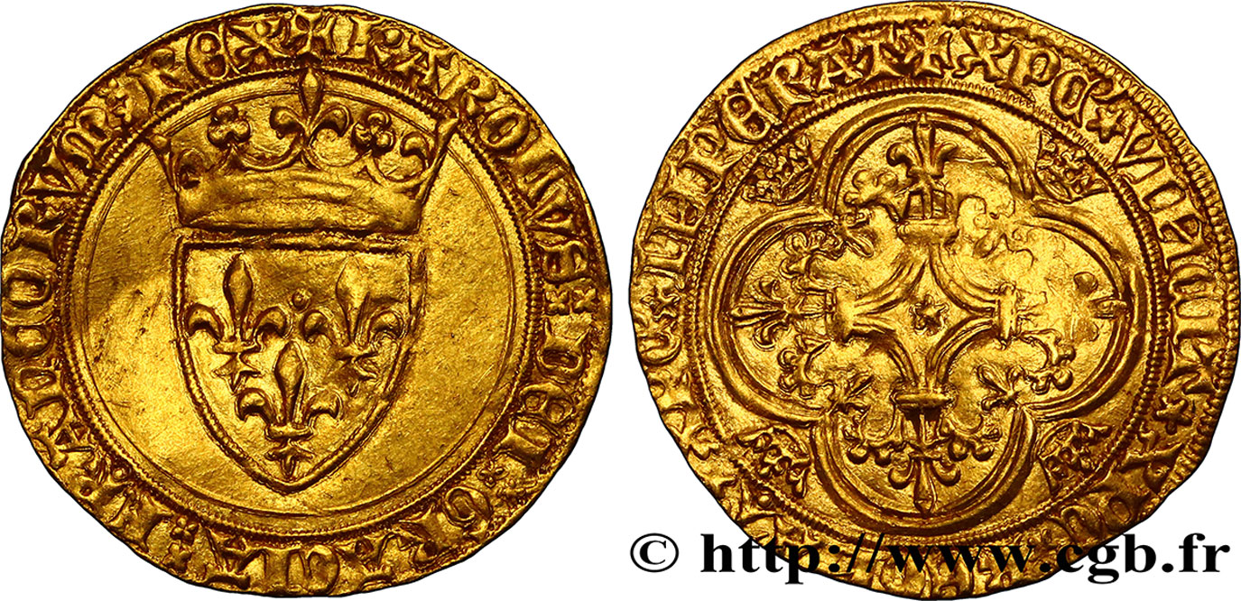 CHARLES VI LE FOU OU LE BIEN AIMÉ Écu d or à la couronne n.d. Paris TTB+/TTB