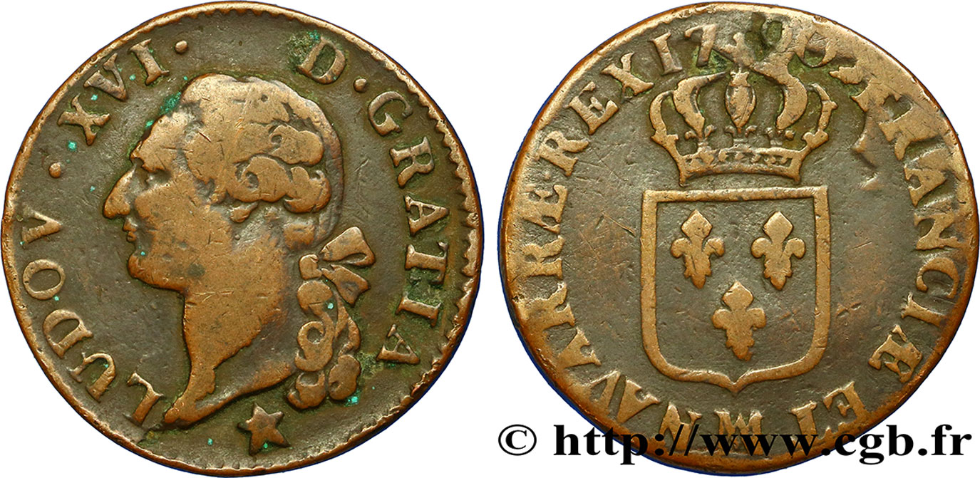 LOUIS XVI (MONARQUE CONSTITUTIONNEL)  Sol dit  à l écu  1790 Marseille TB