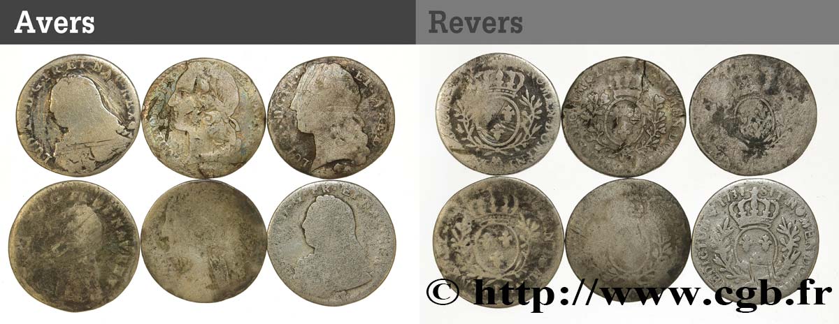 LOTTE Lot de 6 monnaies royales en argent n.d. s.l. q.MB