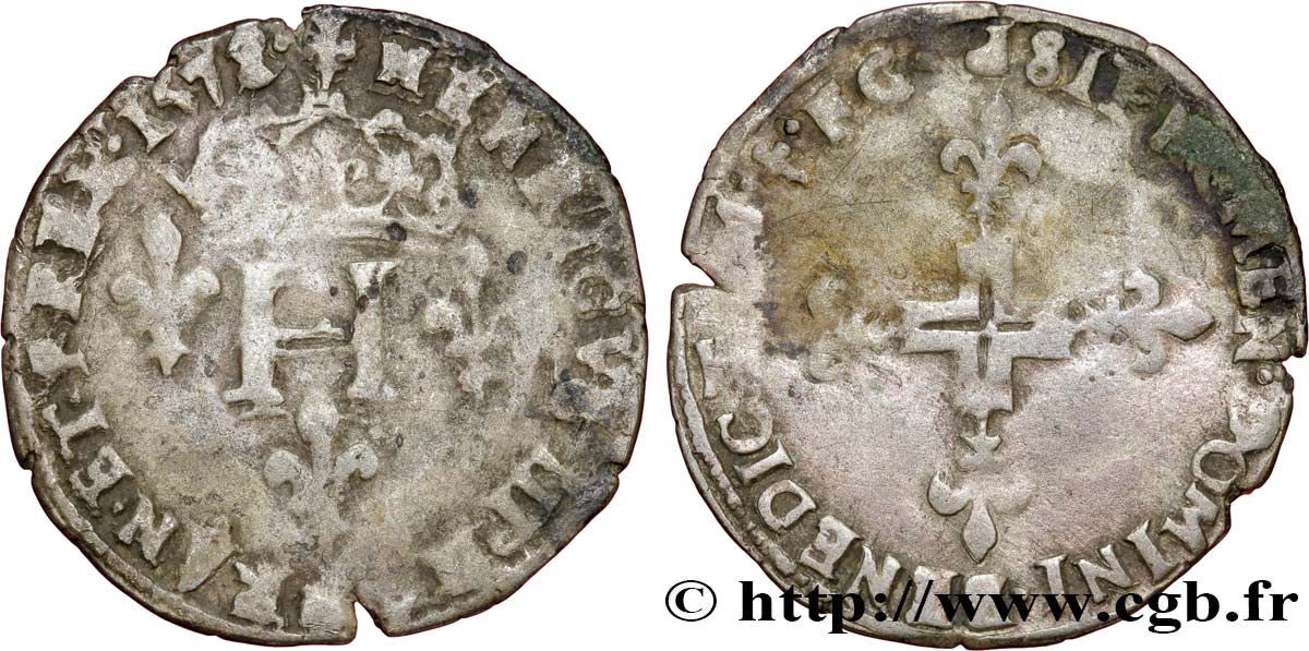 HENRY III Sol parisis 1578 Dijon BC