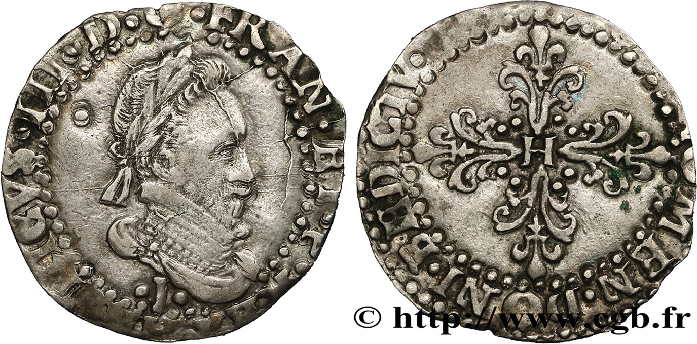 HENRY III Quart de franc au col plat n.d. Limoges q.BB