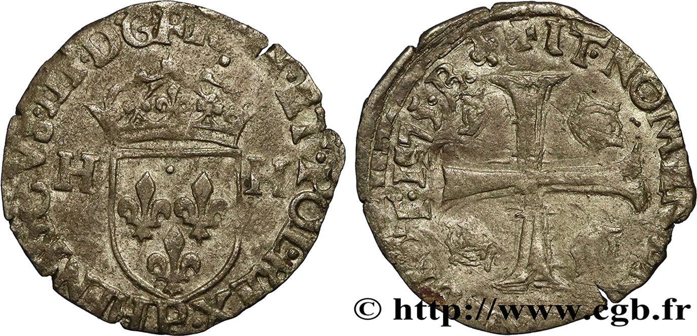 HENRY III Douzain aux deux H, 1er type 1575 Dijon BC+/BC