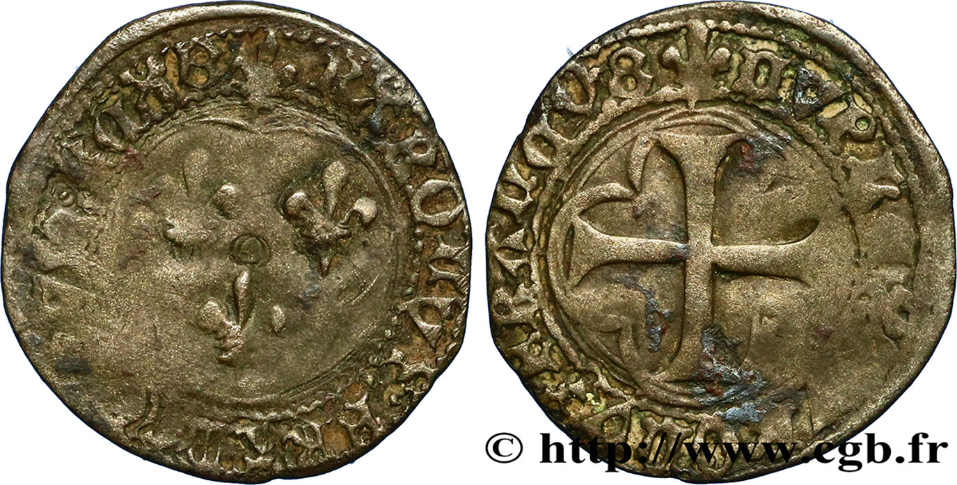 CHARLES VII  THE WELL SERVED  Double tournois n.d. Bourges q.MB/MB