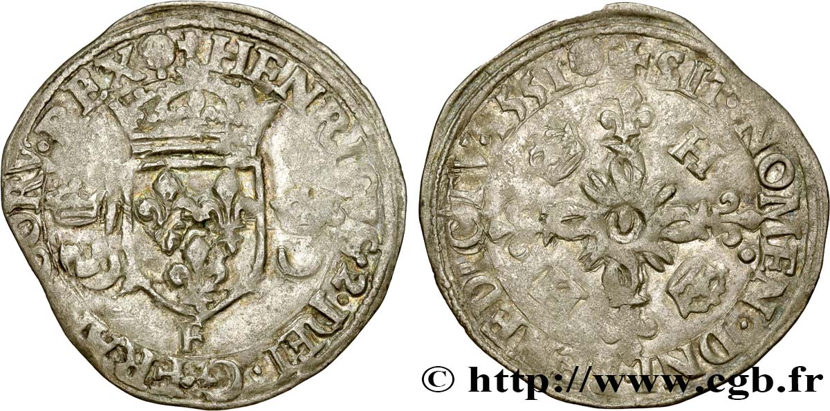 HENRI II Douzain aux croissants 1551 Angers TB+