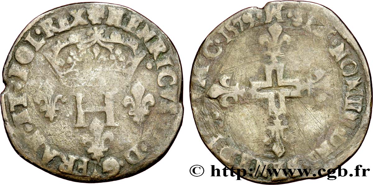 HENRI III Double sol parisis, 2e type 1579 Toulouse TB