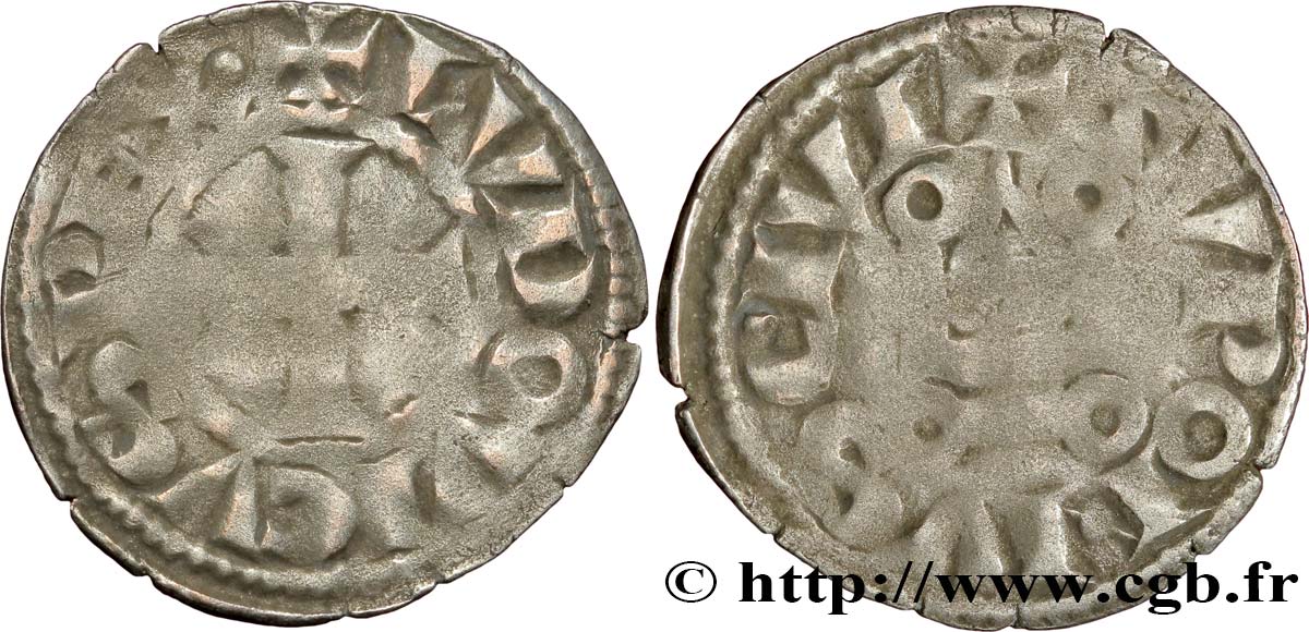 LOUIS VIII  THE LION  AND LOUIS IX  SAINT LOUIS  Denier tournois n.d. s.l. VF