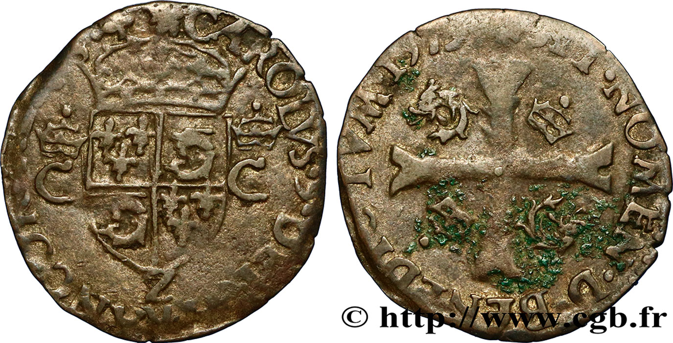 HENRY III. COINAGE AT THE NAME OF CHARLES IX Douzain du Dauphiné aux deux C couronnés n.d. Grenoble VF