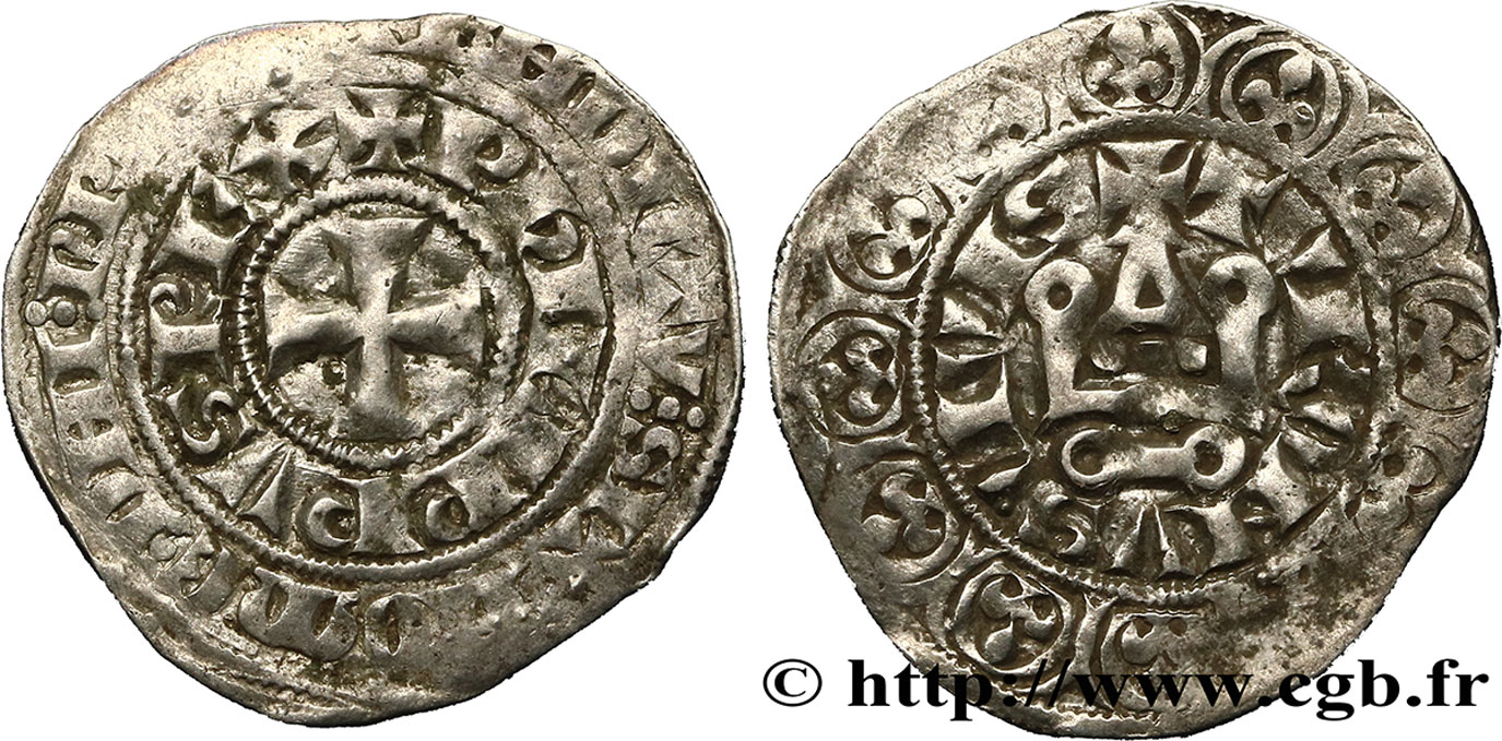 PHILIP IV  THE FAIR  Maille demie ou maille blanche tournois à l 0 long n.d. s.l. VF