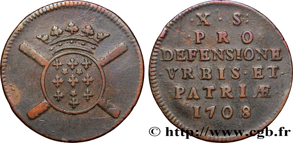 FLANDRE - SIÈGE DE LILLE Dix sols, monnaie obsidionale 1708 Lille TTB