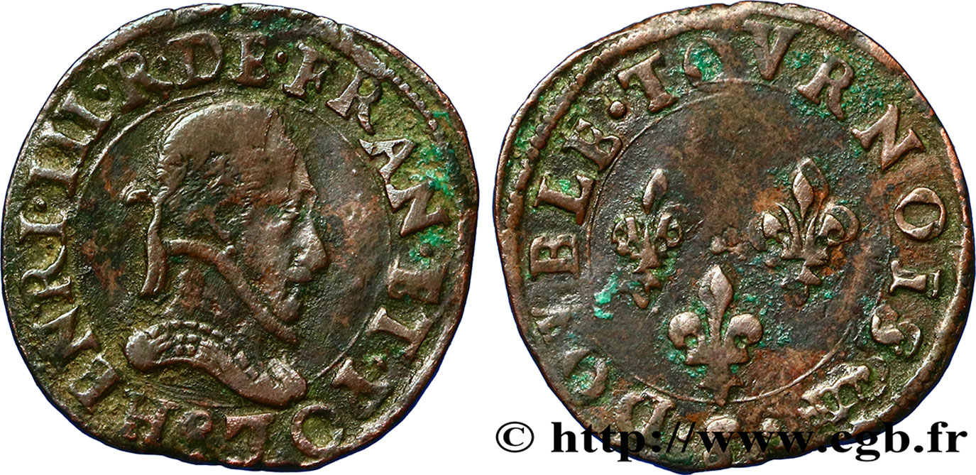 HENRY III Double tournois, type de Troyes n.d. Troyes SS/fSS