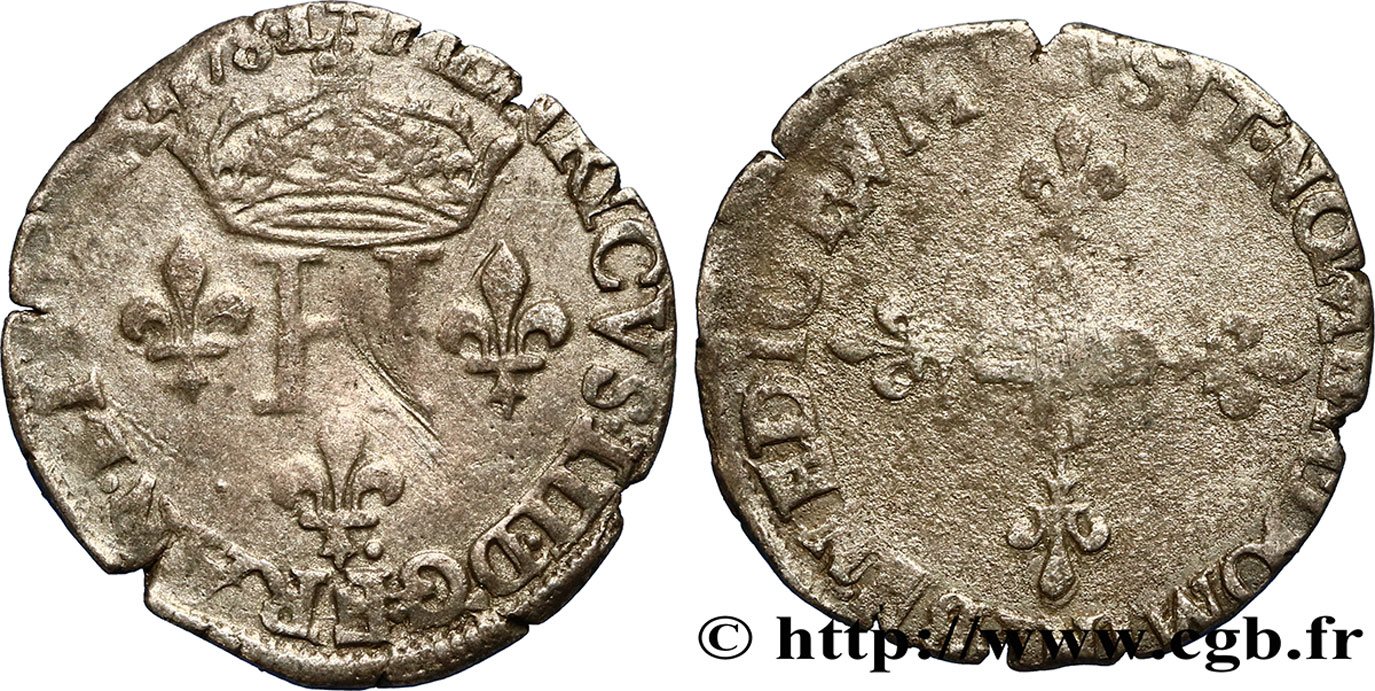 HENRI III Double sol parisis, 2e type 1578 Riom TB+/B+