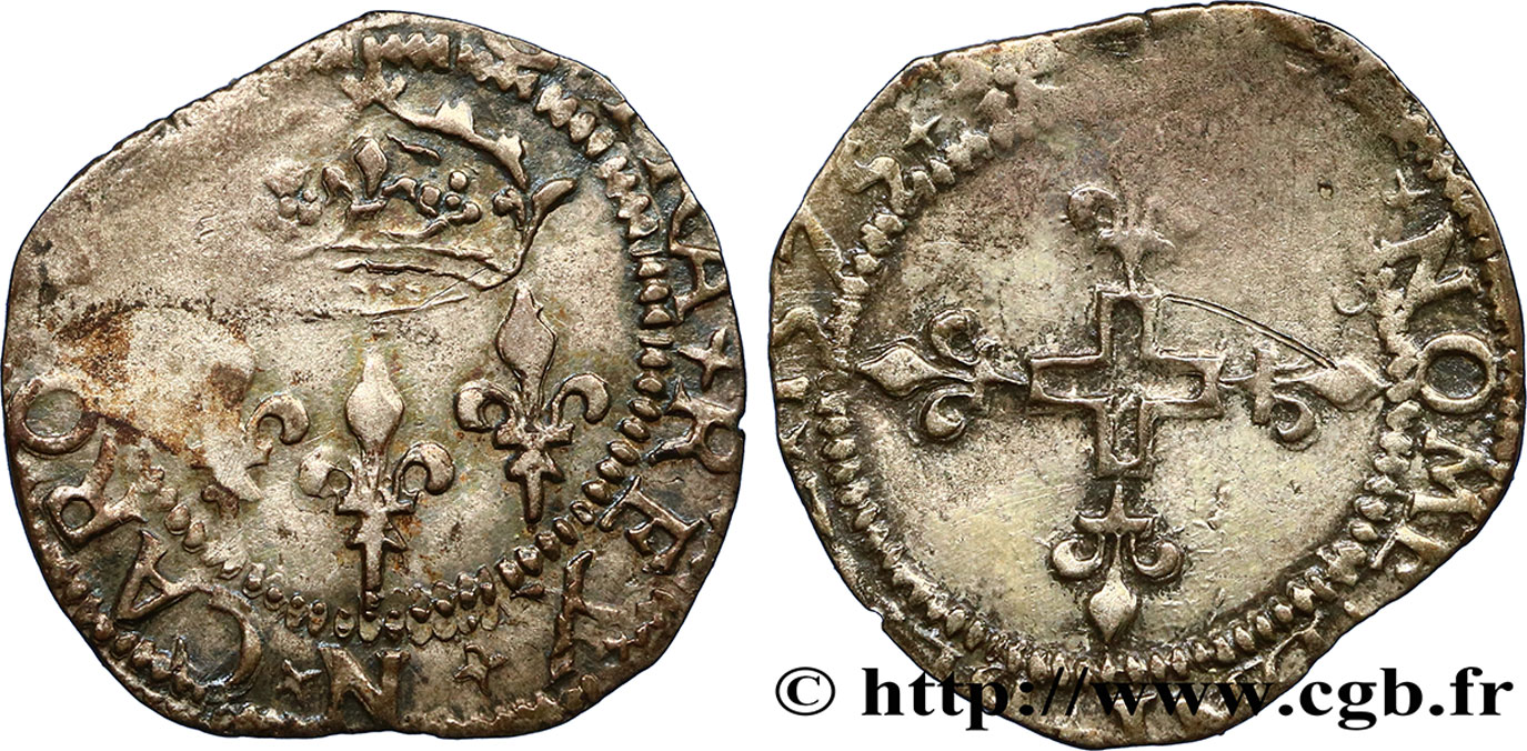 HENRY III. COINAGE IN THE NAME OF CHARLES IX Double sol parisis, 1er type 1575 Montpellier F