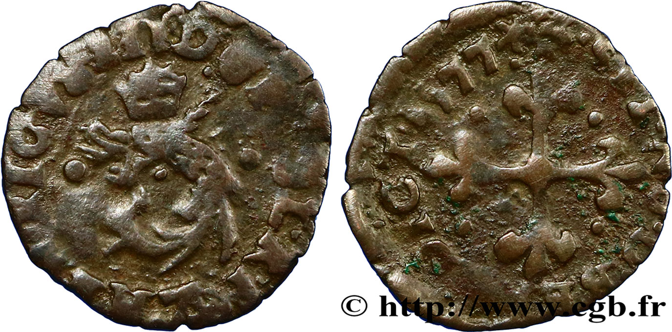 HENRI III Liard du Dauphiné, 2e type 1577 Grenoble TB