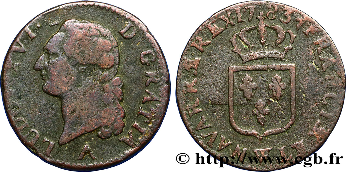 LOUIS XVI Sol dit &nbsp;à l&nbsp;écu&nbsp; 1783 Lille TB+