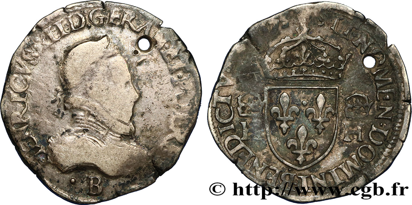 HENRY III Teston, 4e type 1575 Rouen RC+/BC