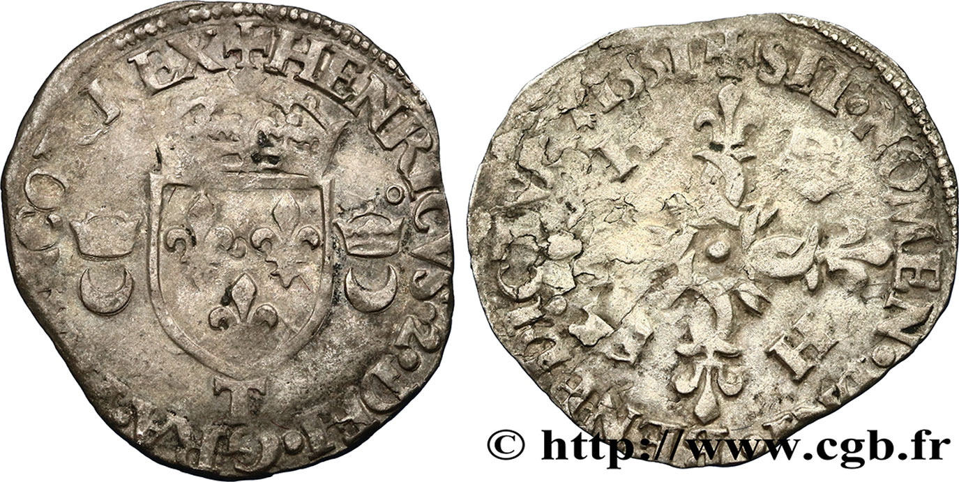 HENRI II Douzain aux croissants 1551 Nantes TB+