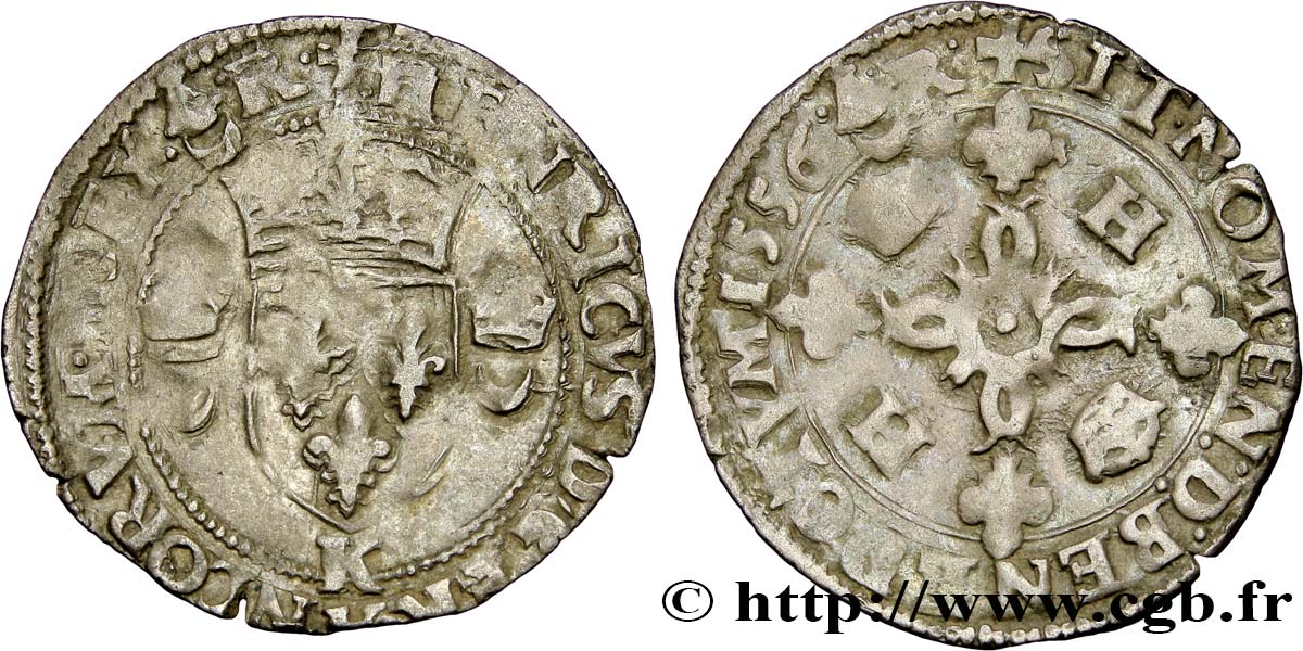 HENRI II Douzain aux croissants, légende fautive au revers 1556 Bordeaux TB+