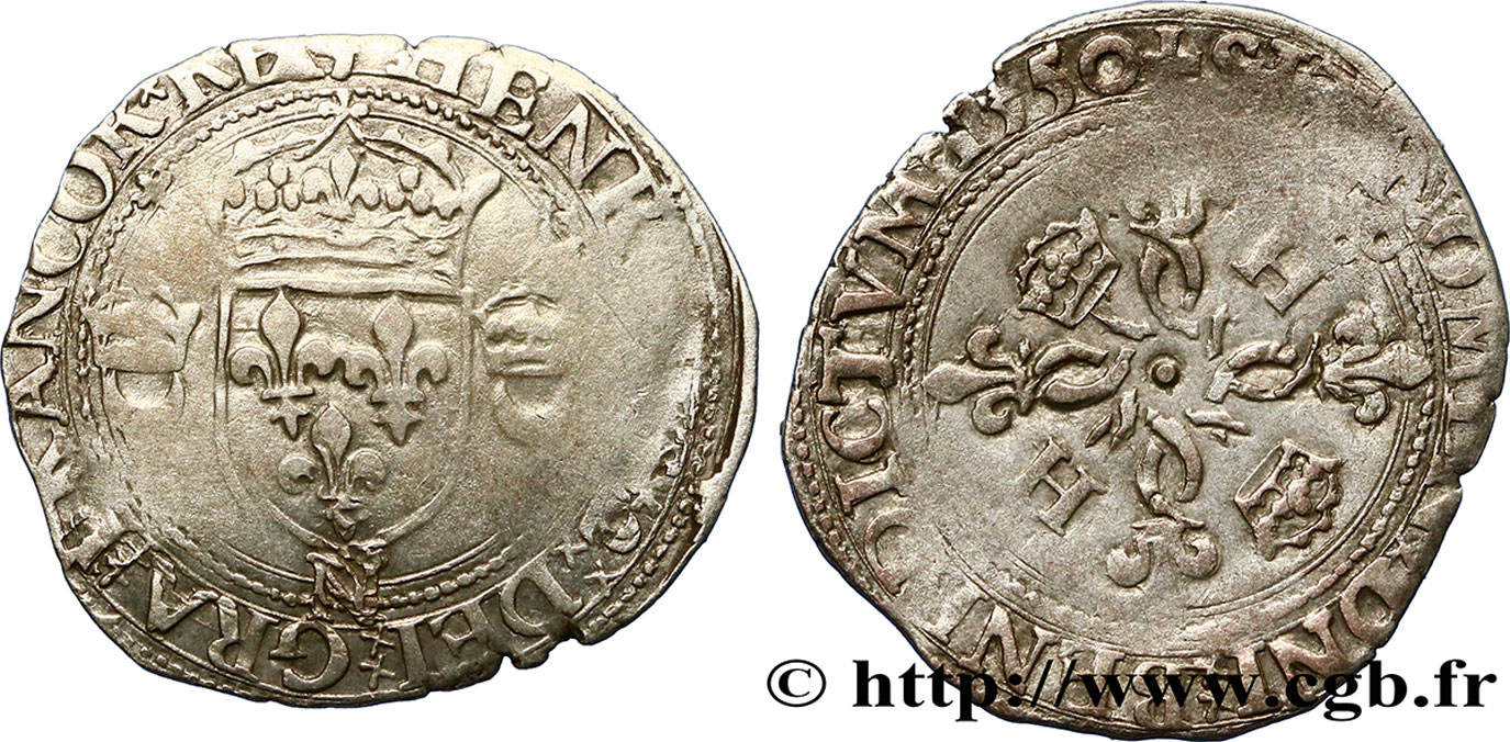HENRI II Douzain aux croissants 1550 Montpellier  TB