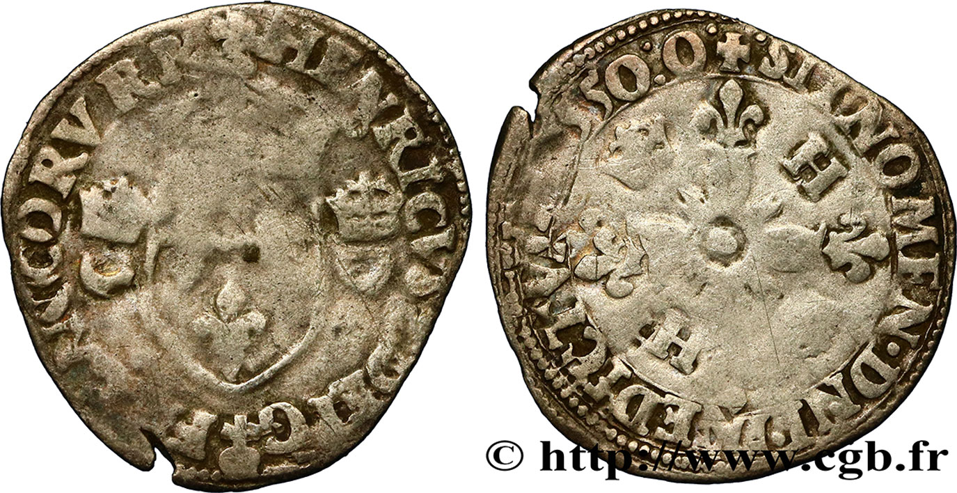 HENRI II Douzain aux croissants 1550 Montélimar TB