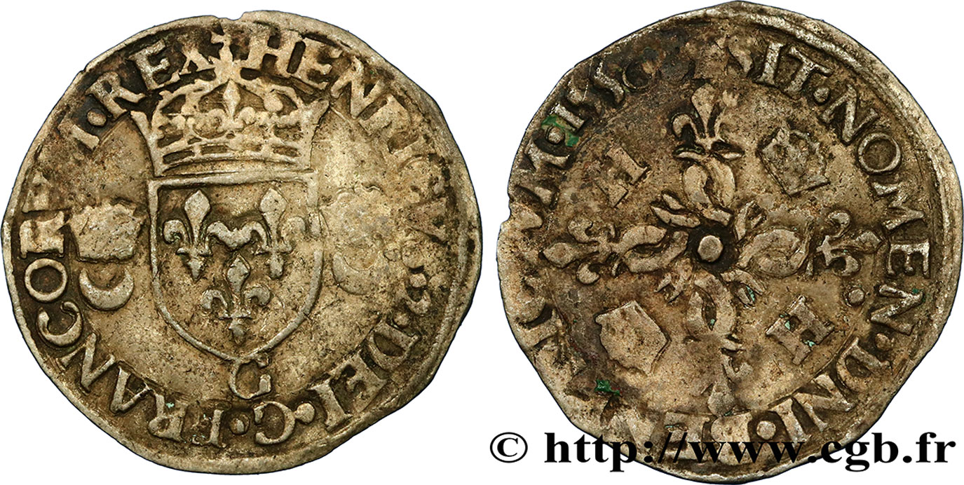HENRI II Douzain aux croissants 1550 Poitiers TB+