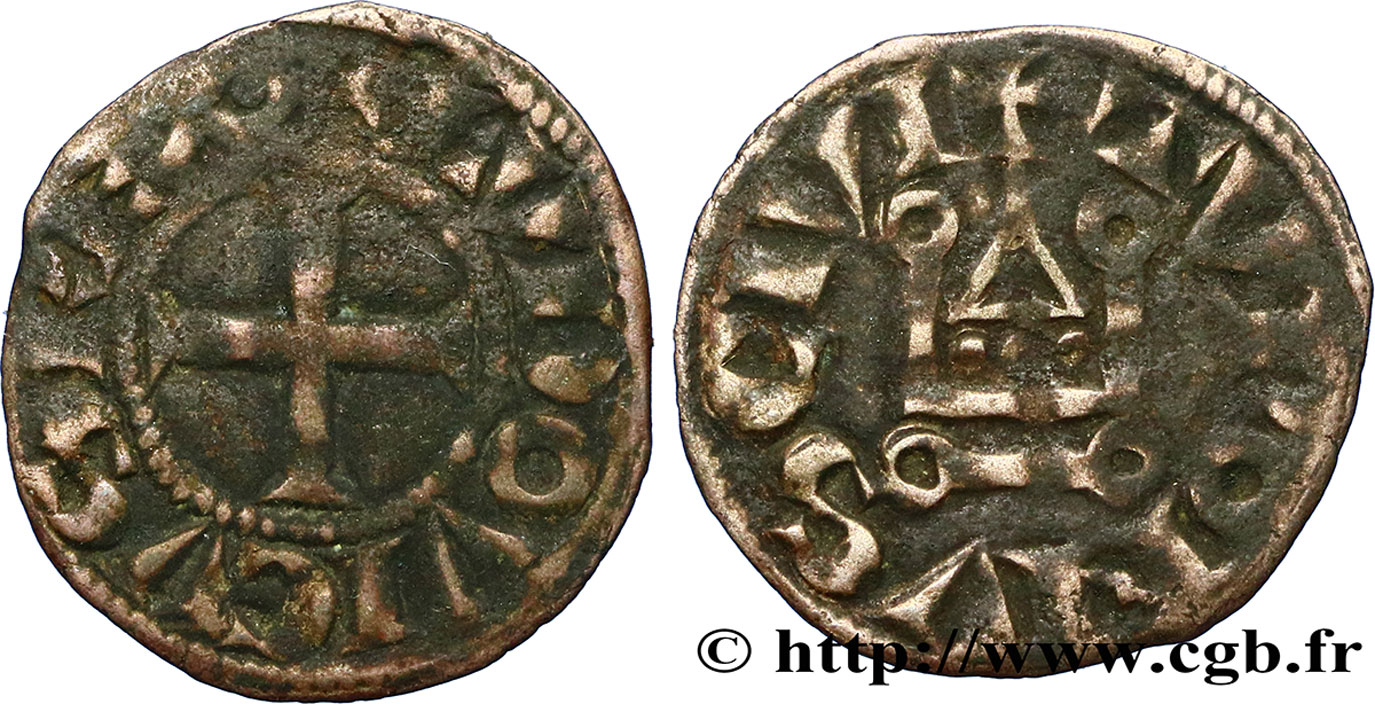 LOUIS VIII LE LION ET PREMIÈRE PARTIE DU RÈGNE DE LOUIS IX Denier tournois n.d. s.l. TB