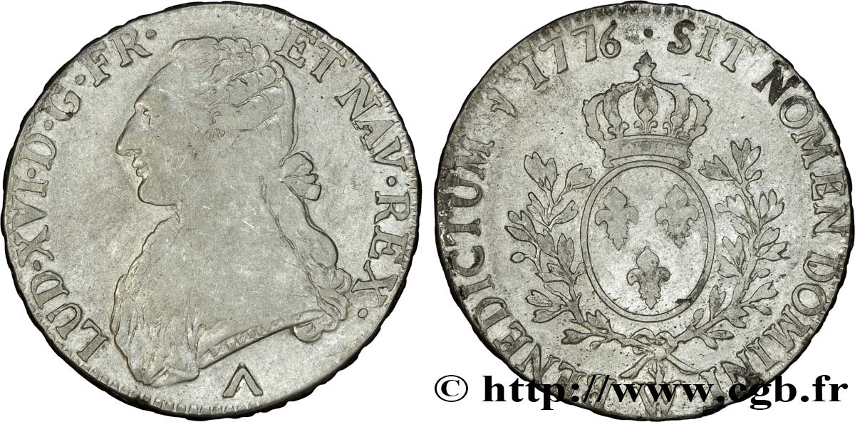 LOUIS XVI Écu aux branches d olivier 1776 Lille TB+/TTB