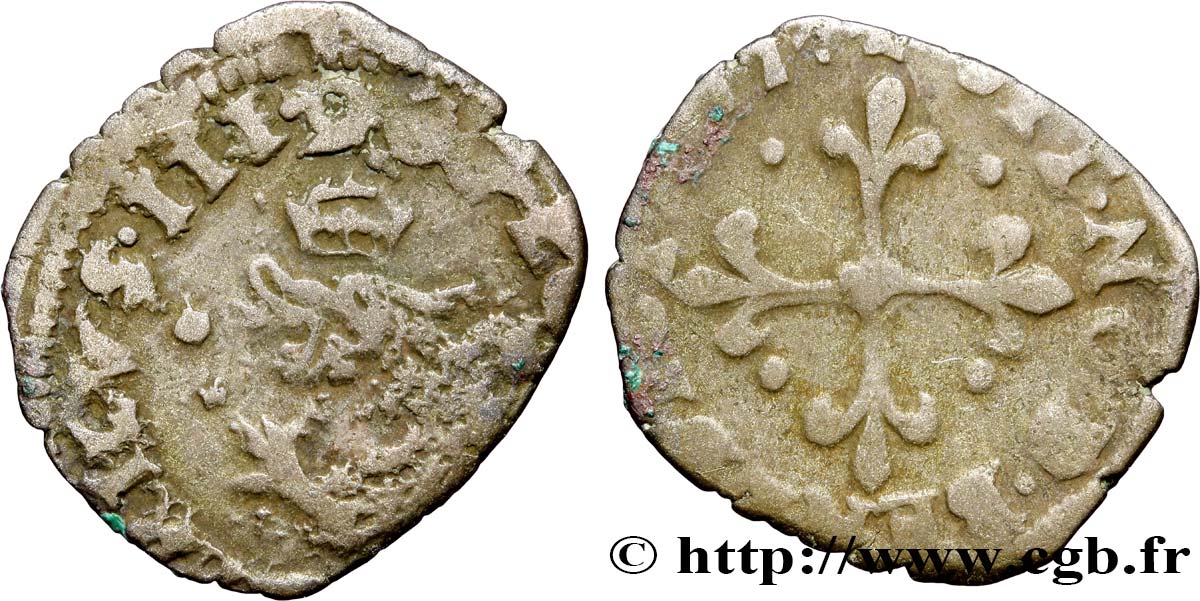 HENRI III Liard du Dauphiné, 2e type 1577 Grenoble TB