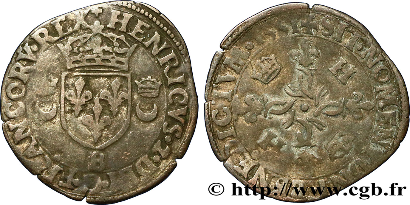HENRI II Douzain aux croissants 1551 Rouen TB+