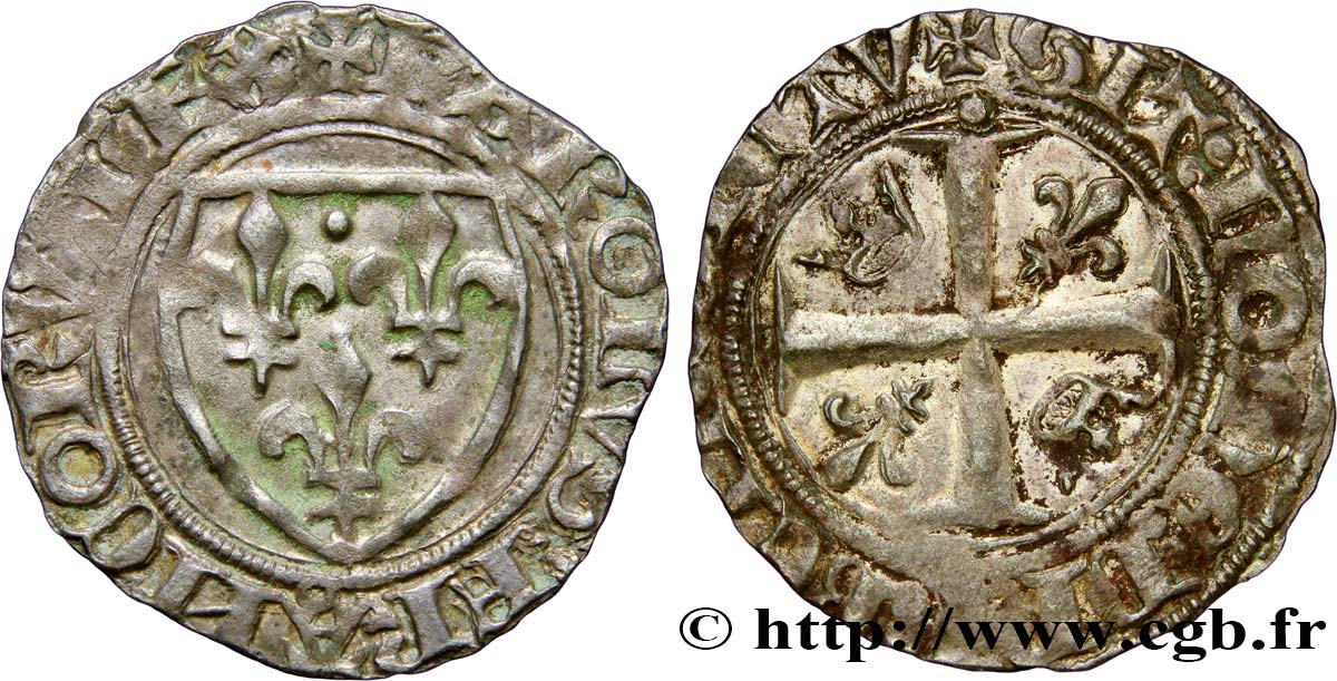 CHARLES VI LE FOU OU LE BIEN AIMÉ Blanc dit  guénar  n.d. Limoges TTB