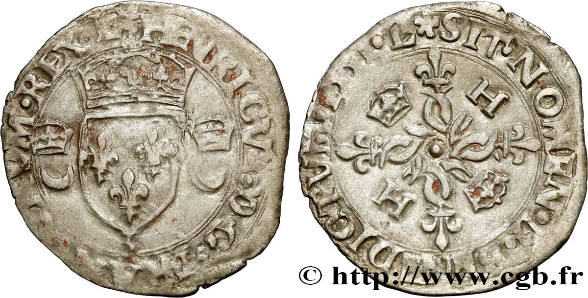HENRI II Douzain aux croissants 1551 Grenoble TB+