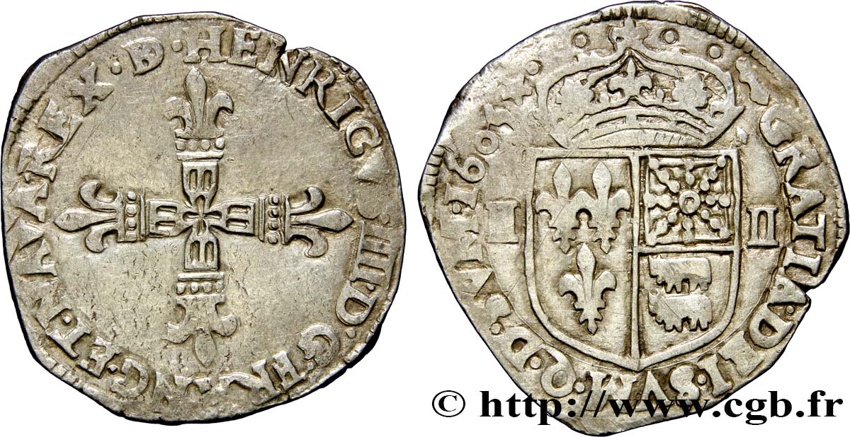 HENRY IV Quart d écu de Béarn 1605 Morlaàs BB/q.SPL