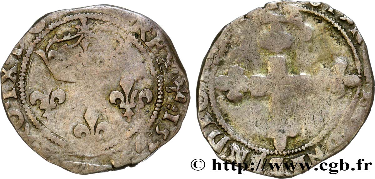 CHARLES IX Double sol parisis, 1er type n.d. Saint-André de Villeneuve-lès-Avignon VF/VG