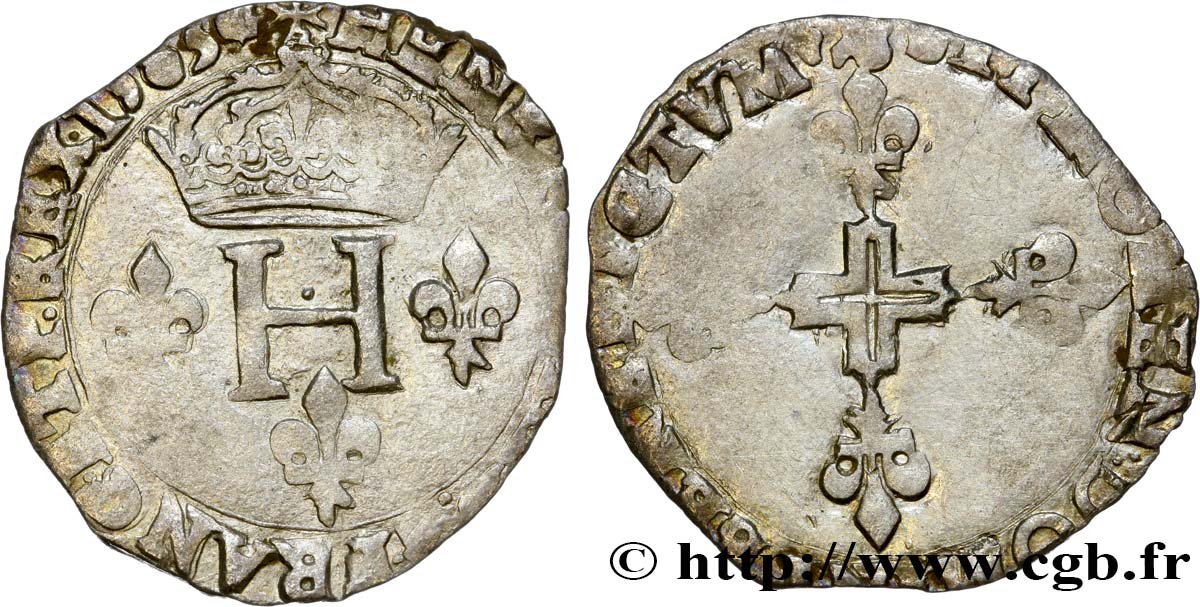 HENRY III Double sol parisis, 2e type 1583 Aix-en-Provence q.BB