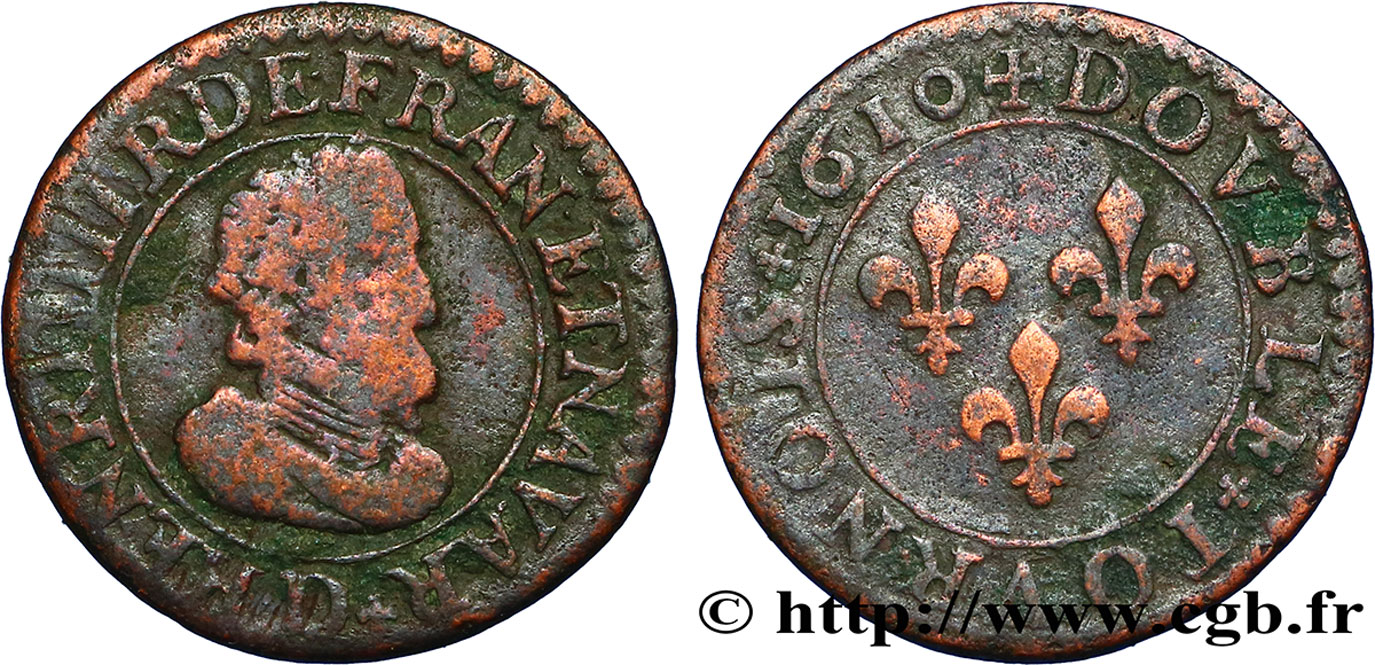 HENRI IV LE GRAND Double tournois, 2e type 1610 Lyon TB