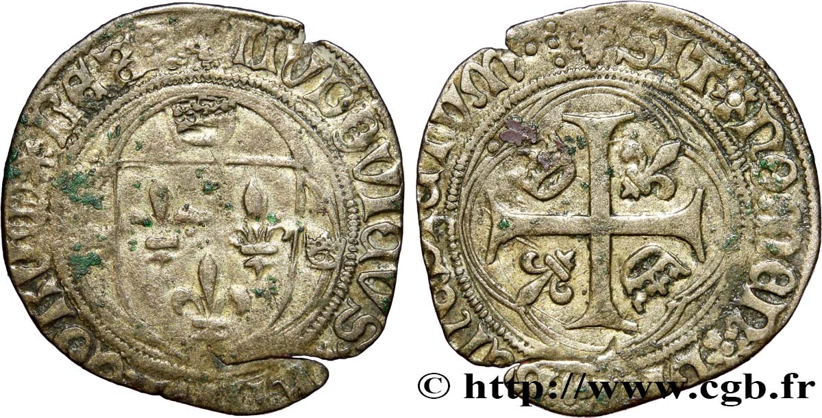 LOUIS XII LE PÈRE DU PEUPLE Douzain ou grand blanc à la couronne n.d. Saint-André de Villeneuve-lès-Avignon TB+