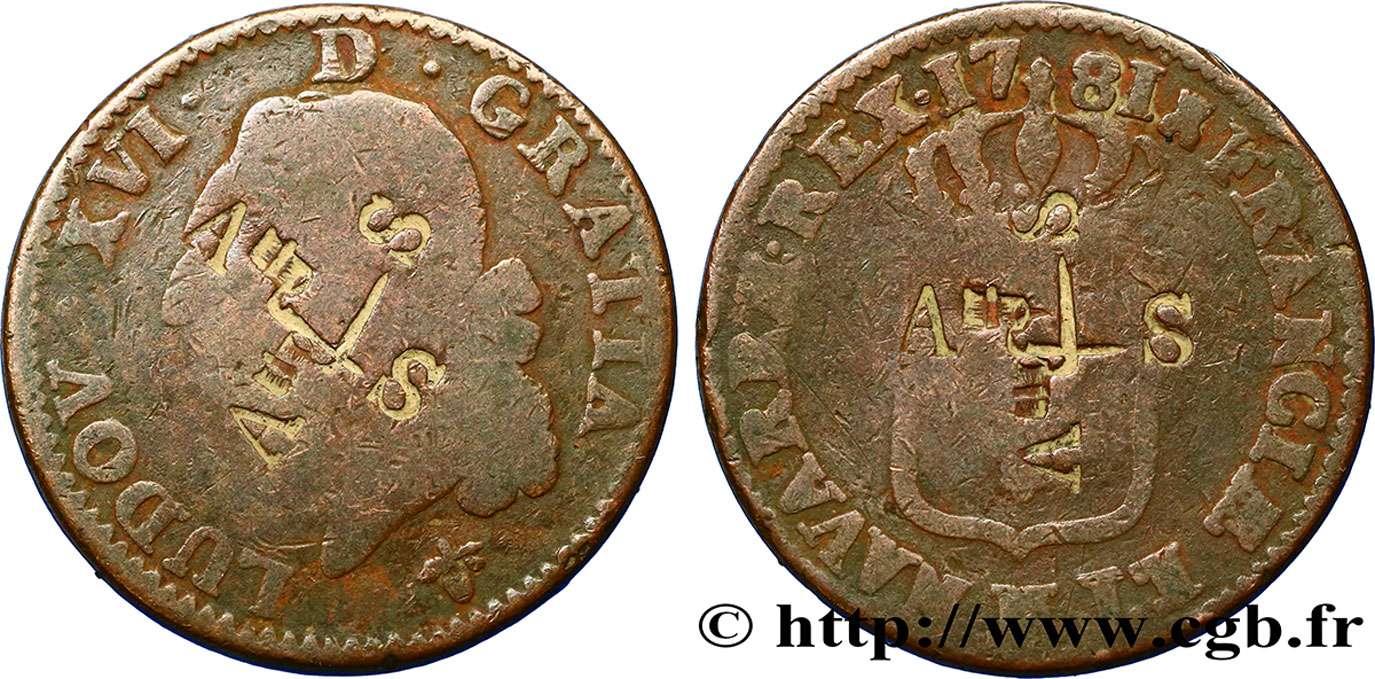 LOUIS XVI Sol dit  à l écu  1781 La Rochelle VG