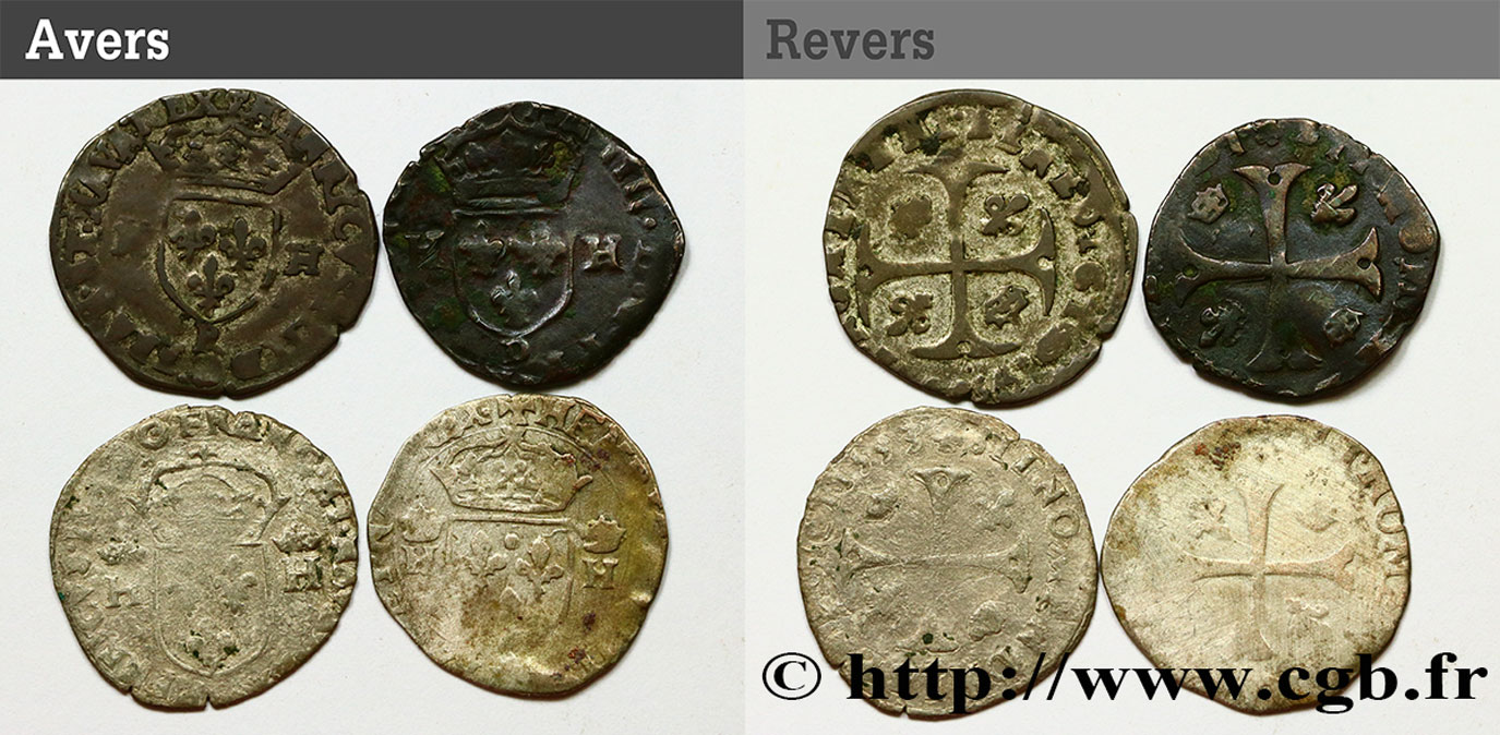 HENRY IV Douzain, lot de 4 ex. n.d. Ateliers divers VG