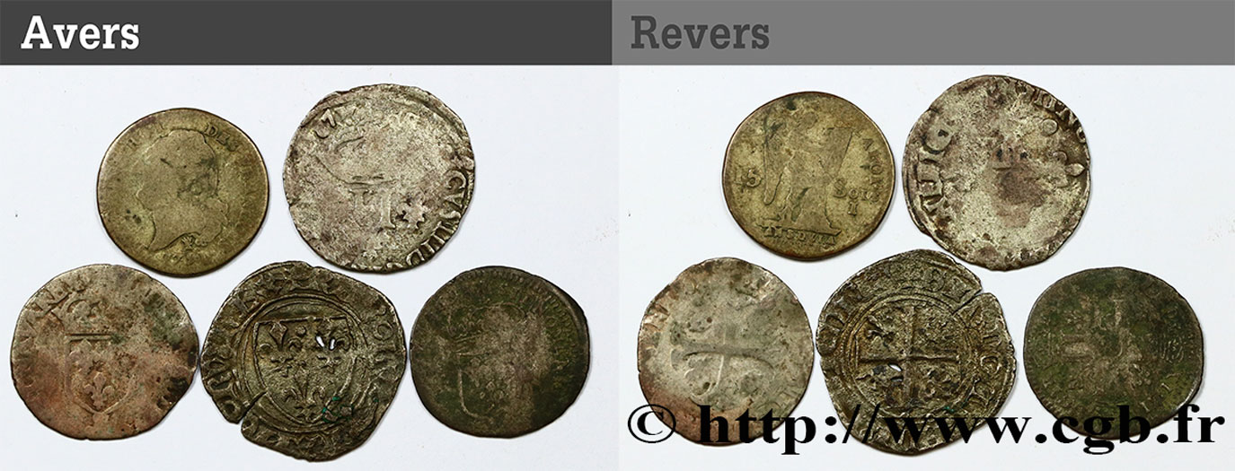LOTTE Lot de 5 monnaies royales en argent n.d. s.l. q.MB