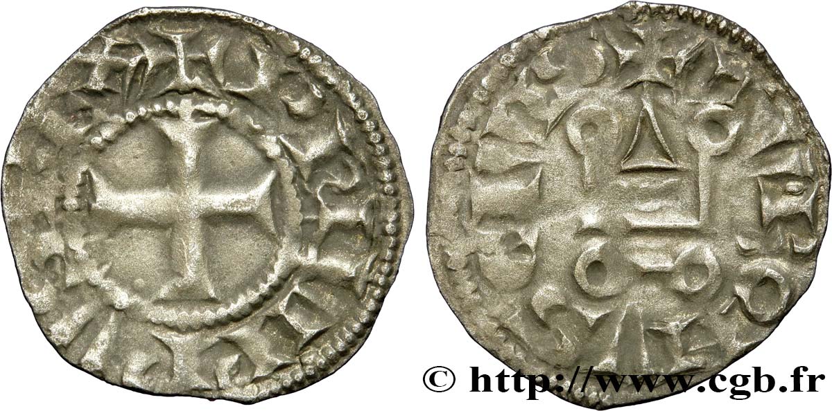 PHILIPPE III LE HARDI ET PHILIPPE IV LE BEL - MONNAYAGE COMMUN (à partir de 1280) Obole tournois à l O rond n.d. s.l. TTB
