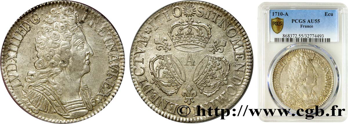 LOUIS XIV  THE SUN KING  Écu aux trois couronnes 1710 Paris EBC