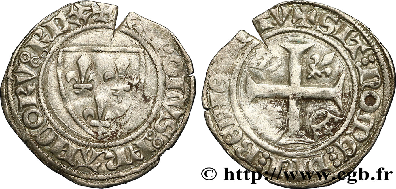 CHARLES VI  THE MAD  OR  THE WELL-BELOVED  Blanc dit  guénar  n.d. Tournai BC+
