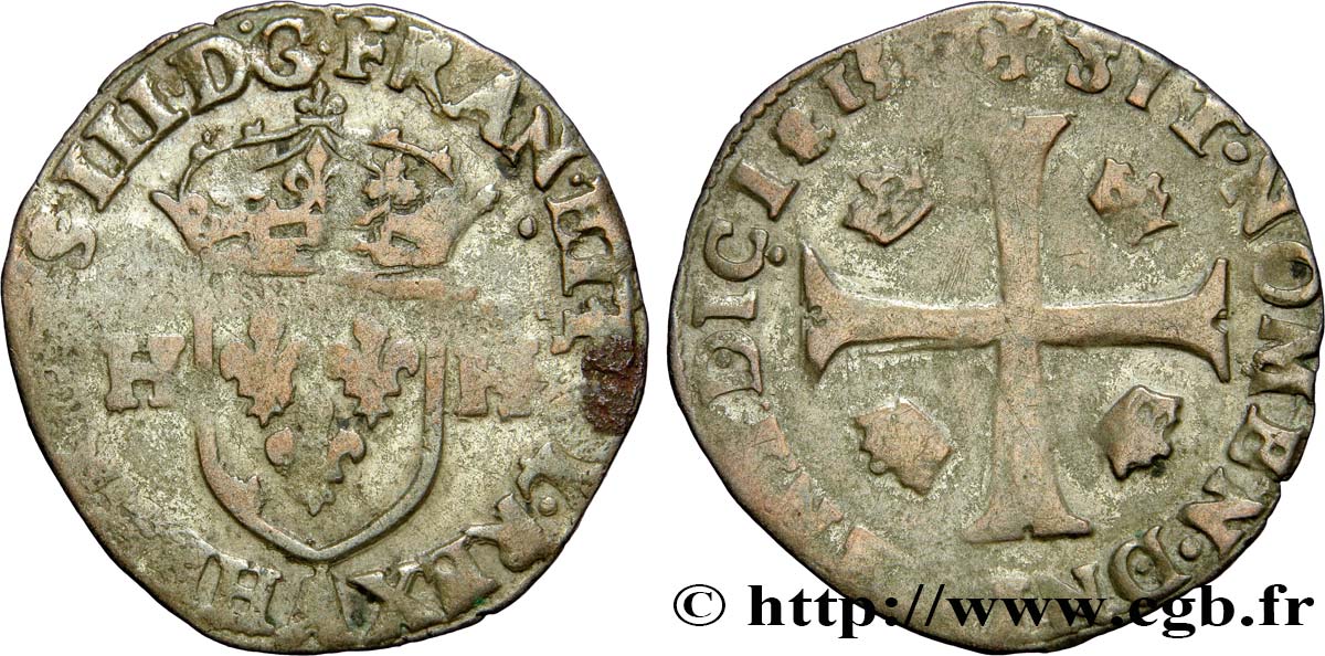 HENRI III Douzain aux deux H, 1er type n.d. Paris TB
