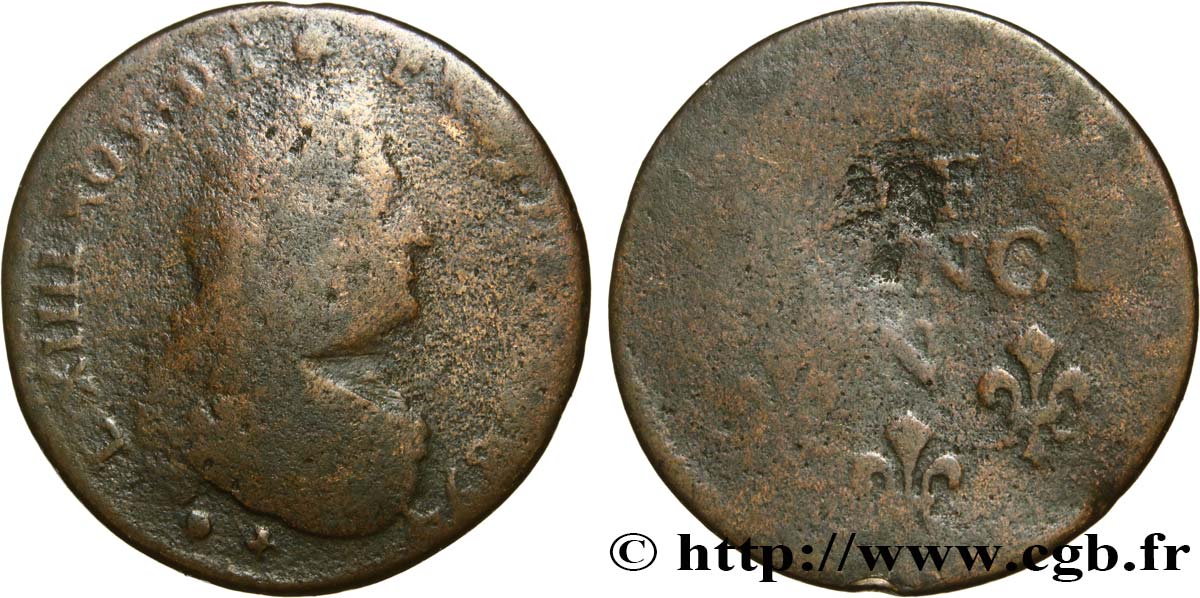 LOUIS XIV LE GRAND OU LE ROI SOLEIL Liard, 3e type, buste âgé 1694 Montpellier B