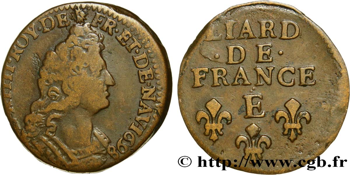 LOUIS XIV LE GRAND OU LE ROI SOLEIL Liard, 3e type, buste âgé 1698 Tours TTB/TTB+