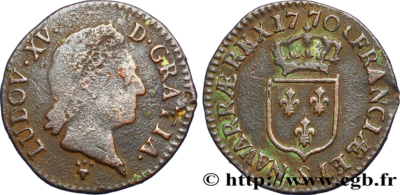 LOUIS XV DIT LE BIEN AIMÉ Demi-sol dit “à la vieille tête” 1770 Reims TB+