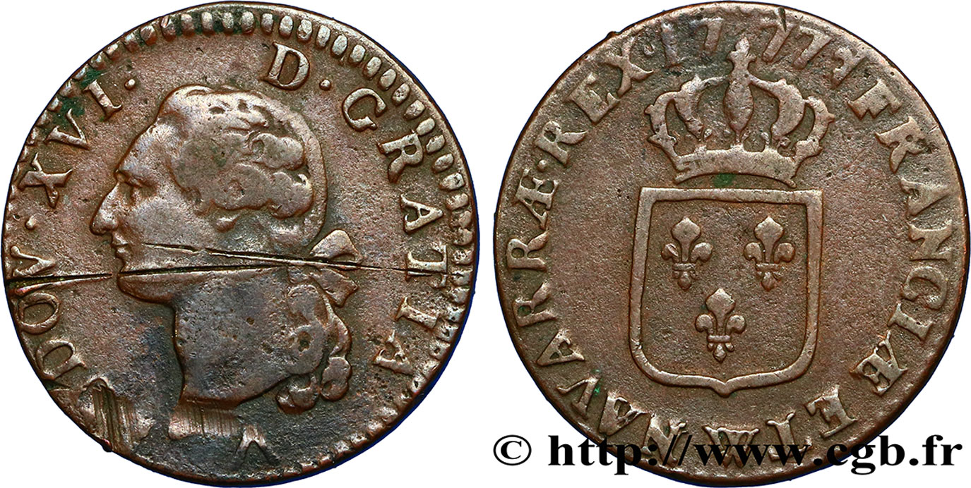 LOUIS XVI Sol dit &nbsp;à l&nbsp;écu&nbsp; 1777 Lille VF