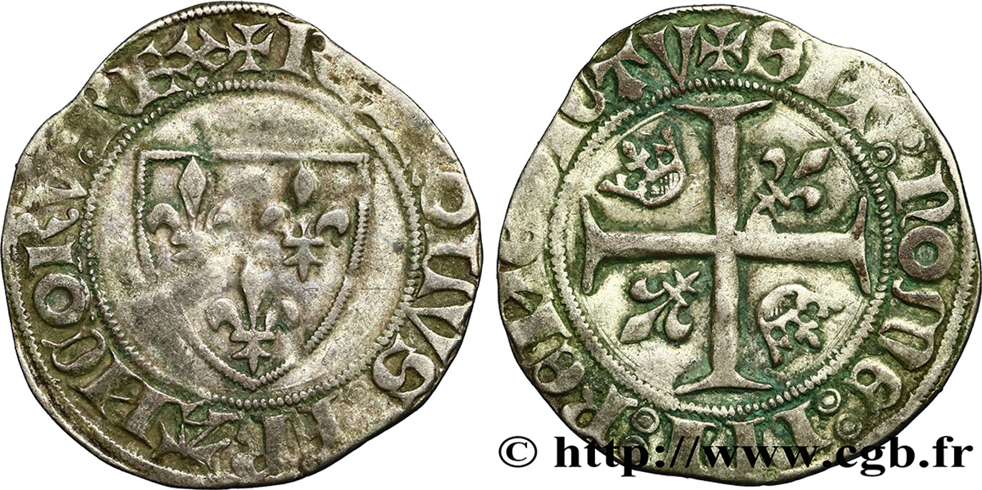 CHARLES VI LE FOU OU LE BIEN AIMÉ Blanc dit &nbsp;guénar&nbsp; n.d. Saint-Lô TB+