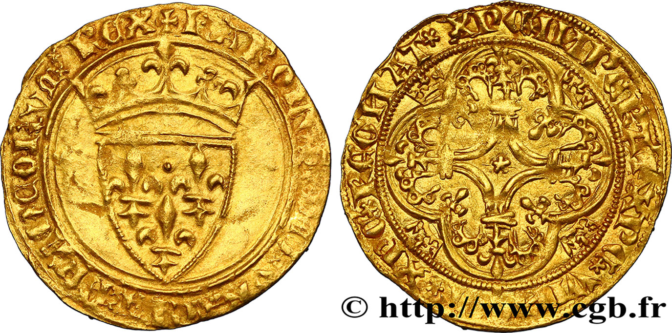 CHARLES VI  THE MAD  OR  THE WELL-BELOVED  Écu d or à la couronne n.d. Angers SS