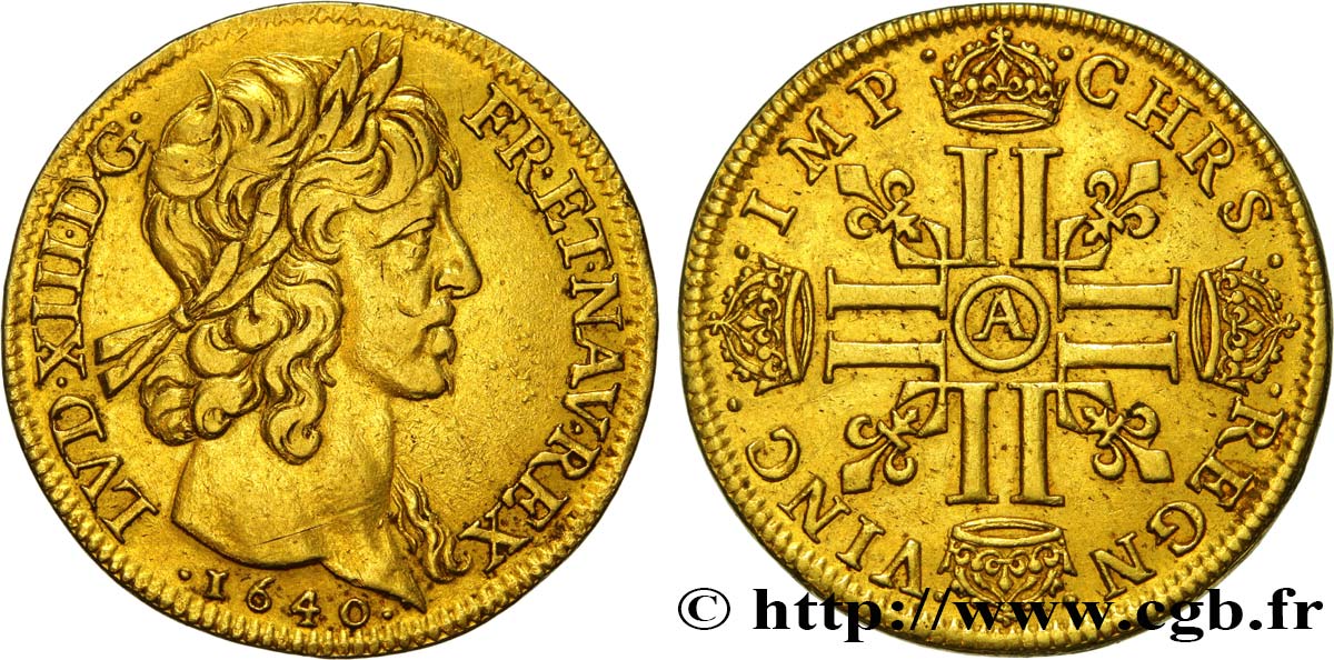 LOUIS XIII LE JUSTE Double louis d or aux huit L (effigie de Jean Warin) 1640 Paris, Monnaie du Louvre TTB/TTB+