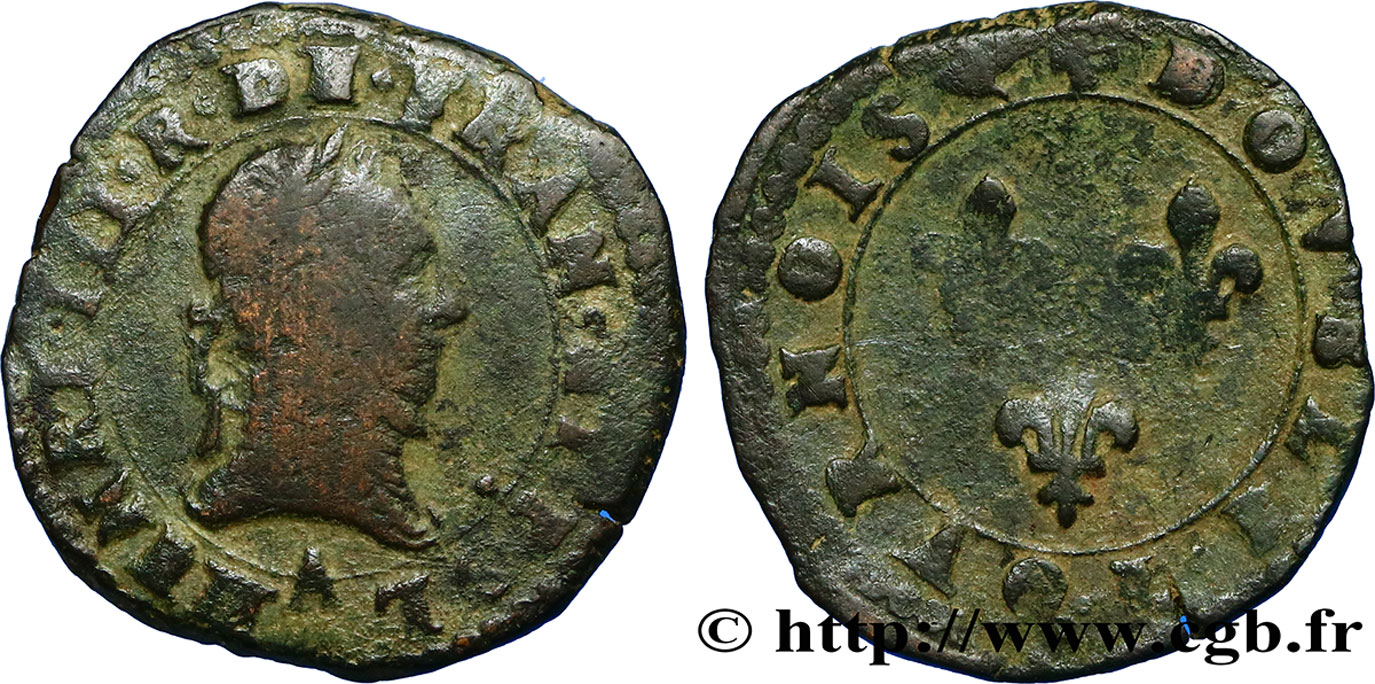 LIGUE. COINAGE AT THE NAME OF HENRY III Double tournois n.d. Paris fSS